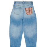 Dsquared2 Kids Jeans Denim Blu Stone Wash con Tasca Retro Effetto Pelle Unisex per Bambini