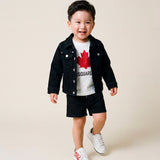 Dsquared2 Kids Giacca in Denim Nero con Stampa Logo sul Retro per Neonati