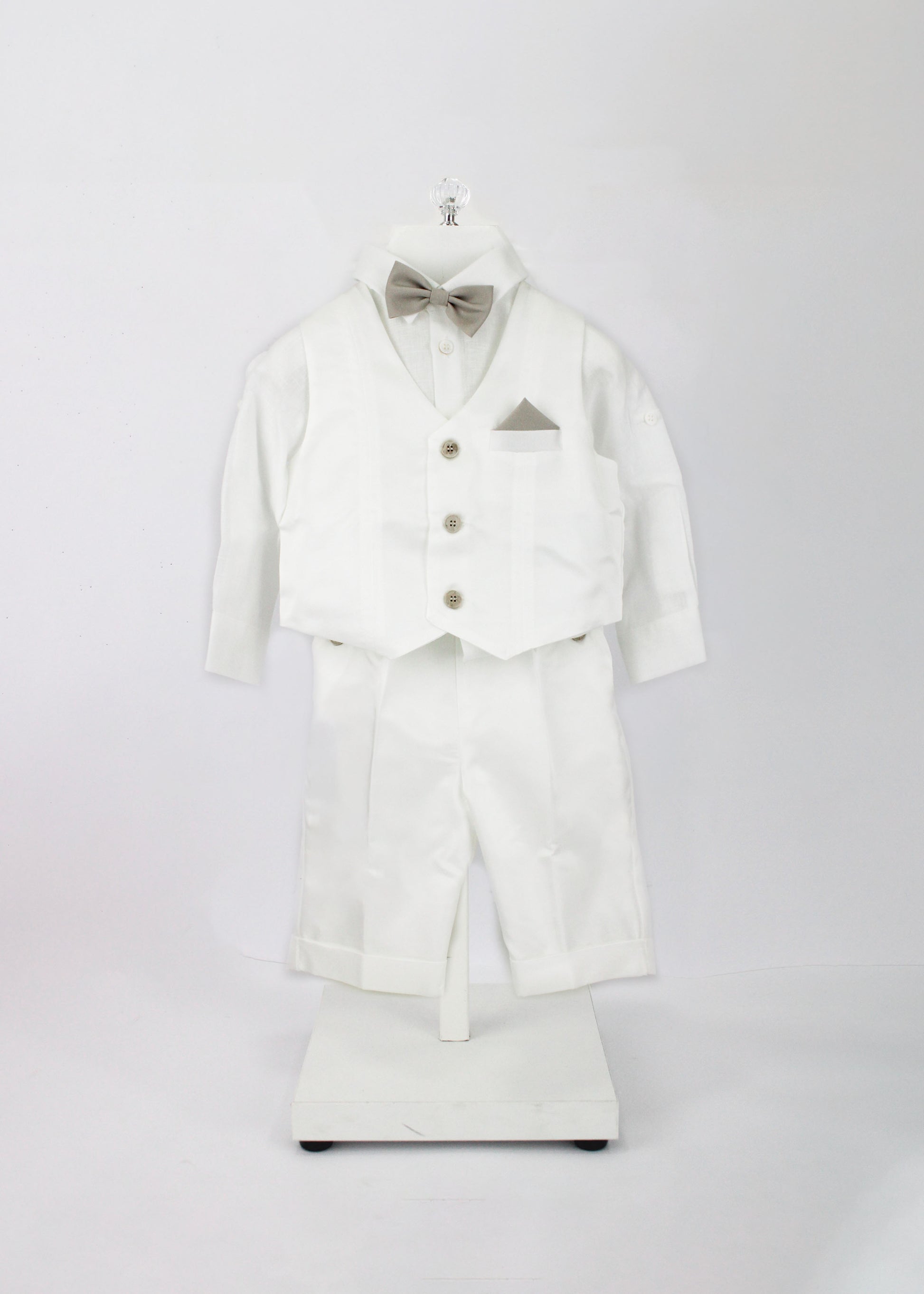 Marlù Completo Panciotto con Camicia e Pantaloni Bianchi per Neonati