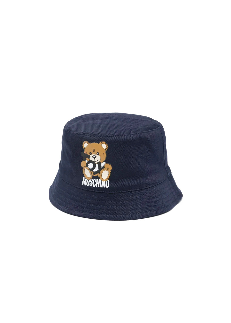 Moschino Kids Cappello Bucket Navy con Stampa per Neonati