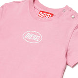 Diesel Kids T-shirt Rosa con Logo Oval D per Neonate