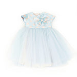 Marlù Abito da Cerimonia Cielo/Rosa con Pois e Applicazioni per Neonate