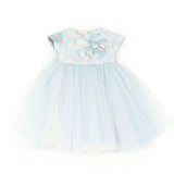 Marlù Abito da Cerimonia Cielo/Rosa con Pois e Applicazioni per Neonate