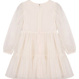 Blumarine Kids Abito Panna Chiaro con Fiocchi e Applicazioni Logo per Neonate