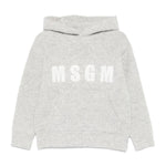 MSGM Kids Felpa Grigia in Maglia con Intarso Logo per Bambini