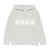 MSGM Kids Felpa Grigia in Maglia con Intarso Logo per Bambini