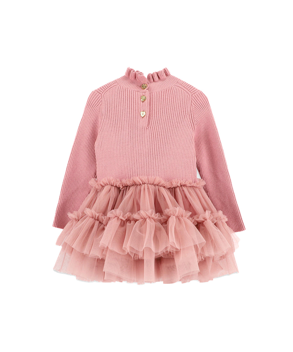 Angel's Face Abito Rosa a Costine con Tulle per Neonate (retro)