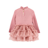 Angel's Face Abito Rosa a Costine con Tulle per Neonate (retro)