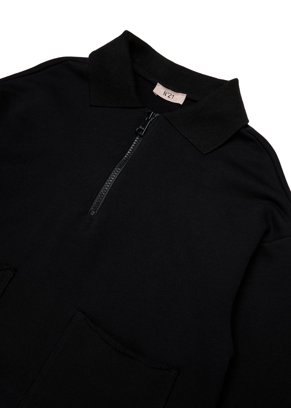N°21 Kids Felpa con Zip Nera con Stampa per Bambine