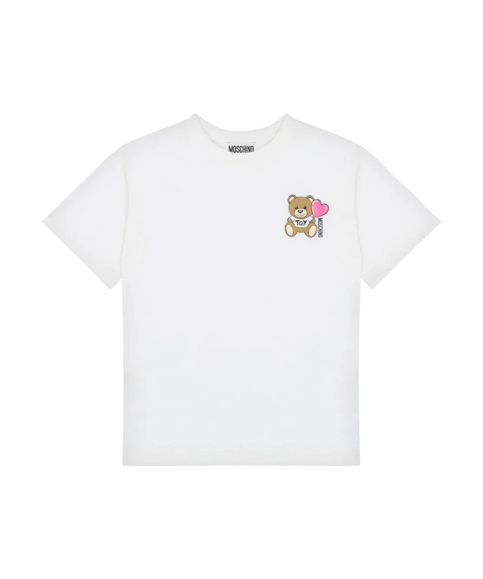 Moschino Kids T-shirt Panna con Stampa Teddy per Bambine