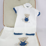 Marlù Pagliaccetto Bianco/Blu con Ricamo per Neonati