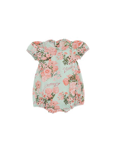 Blumarine Kids Pagliaccetto con Fantasia Floreale e Maniche a Sbuffo per Neonate