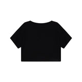 Moschino Kids T-shirt Nera Crop con Stampa per Bambine