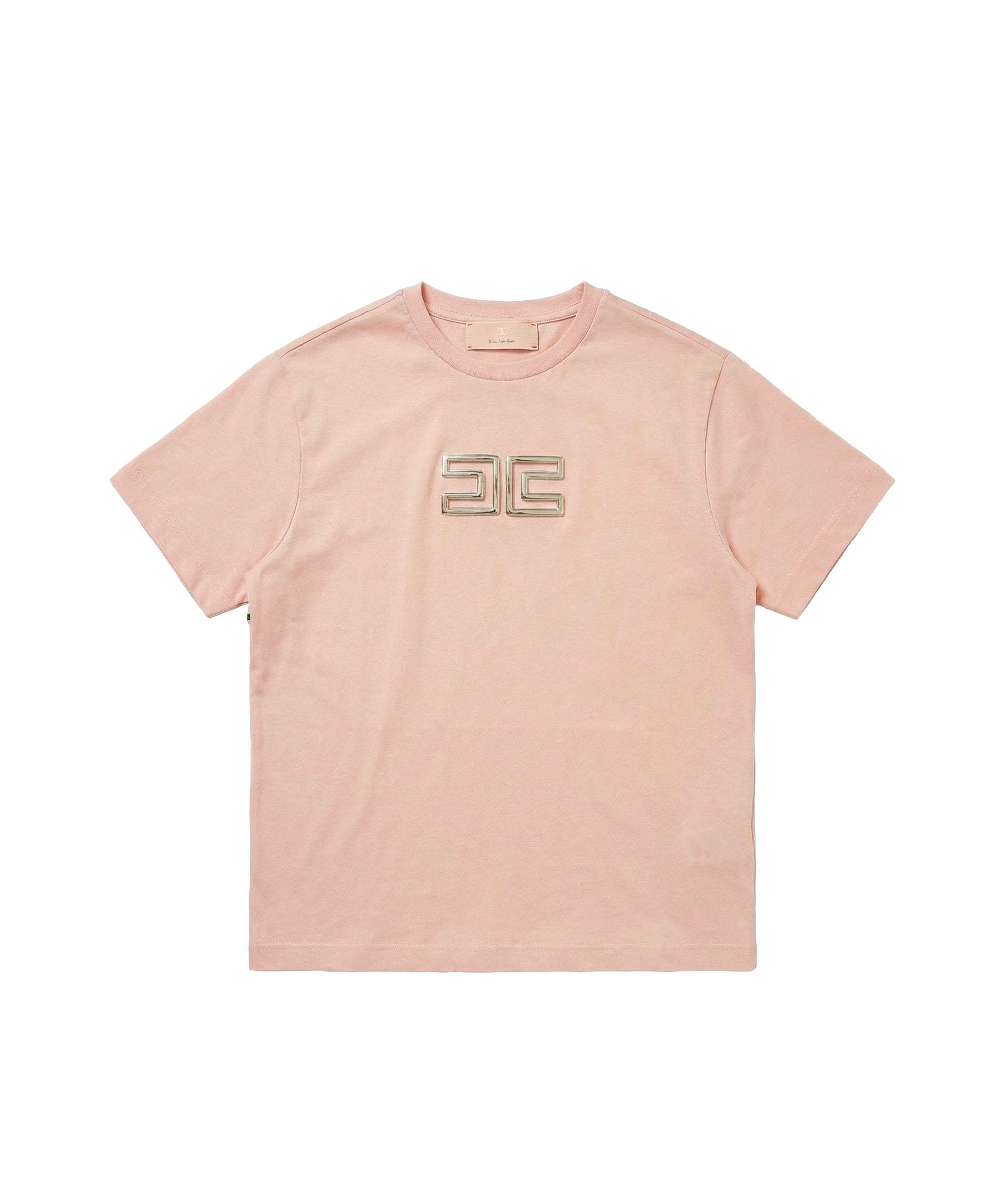 Elisabetta Franchi La Mia Bambina T-shirt Rosa con Logo Effetto Metallico Oro per Bambine