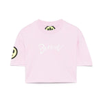 Barrow Kids T-shirt Crop Rosa con Stampa per Bambine