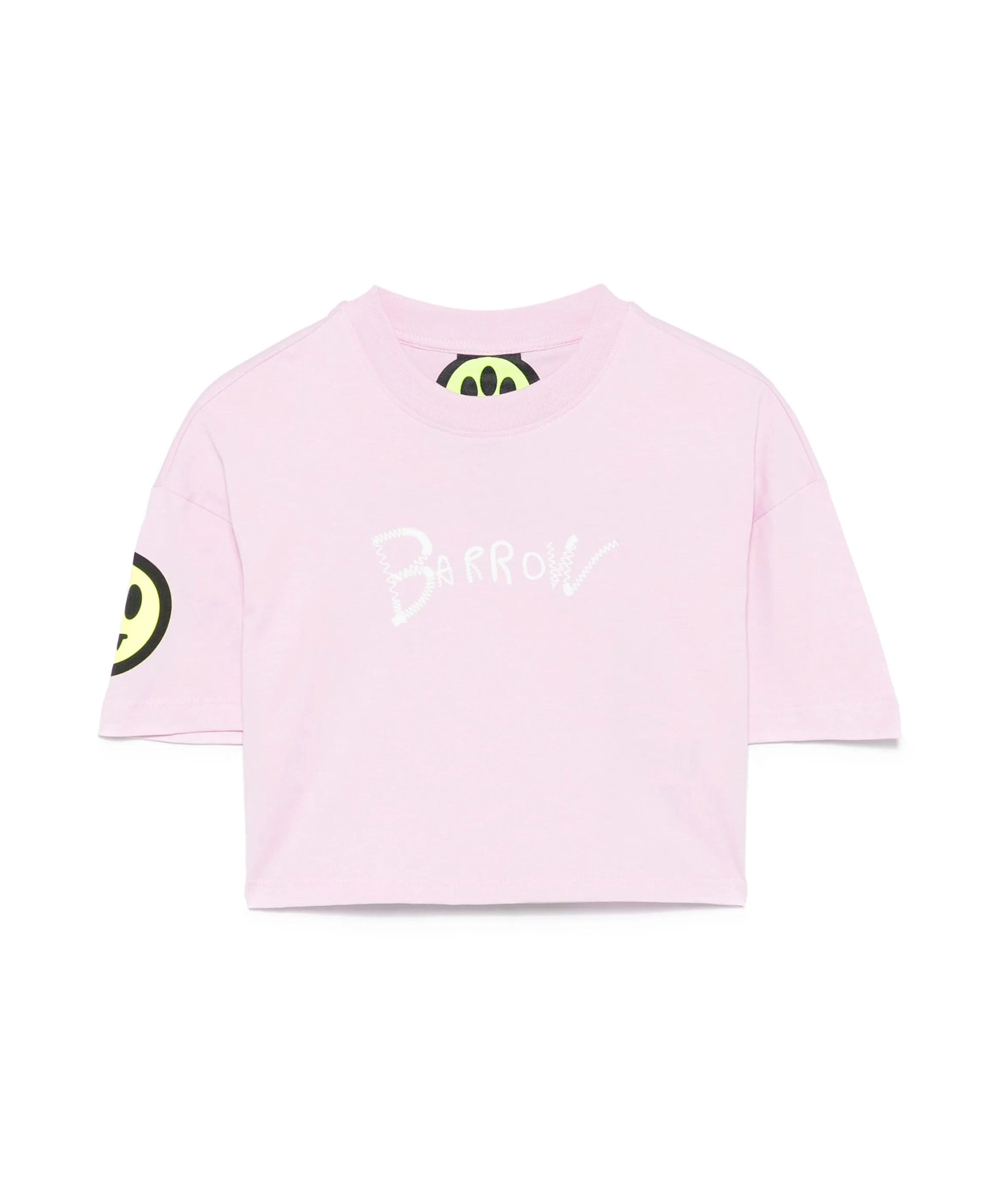 Barrow Kids T-shirt Crop Rosa con Stampa per Bambine
