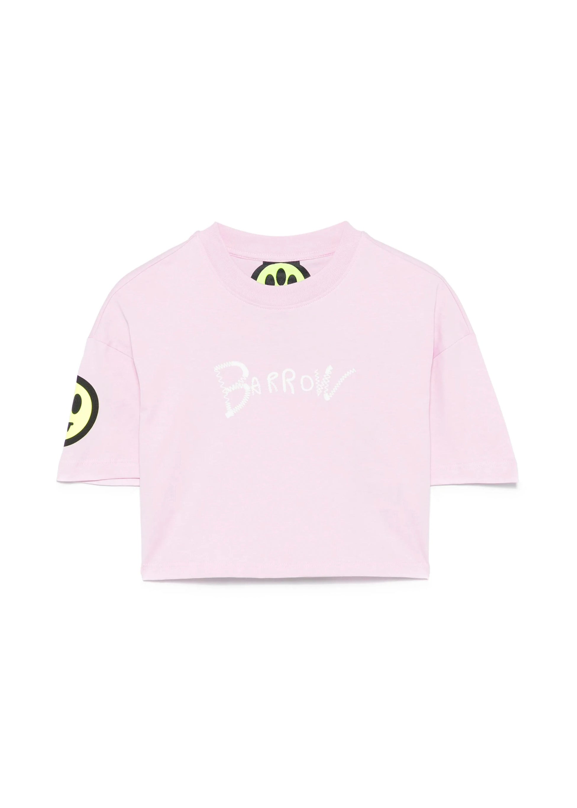 Barrow Kids T-shirt Crop Rosa con Stampa per Bambine