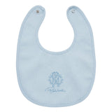 Roberto Cavalli Kids Set Neonato Cappellino+Tutina+Bavetta Celeste con Ricamo Logo per Neonati