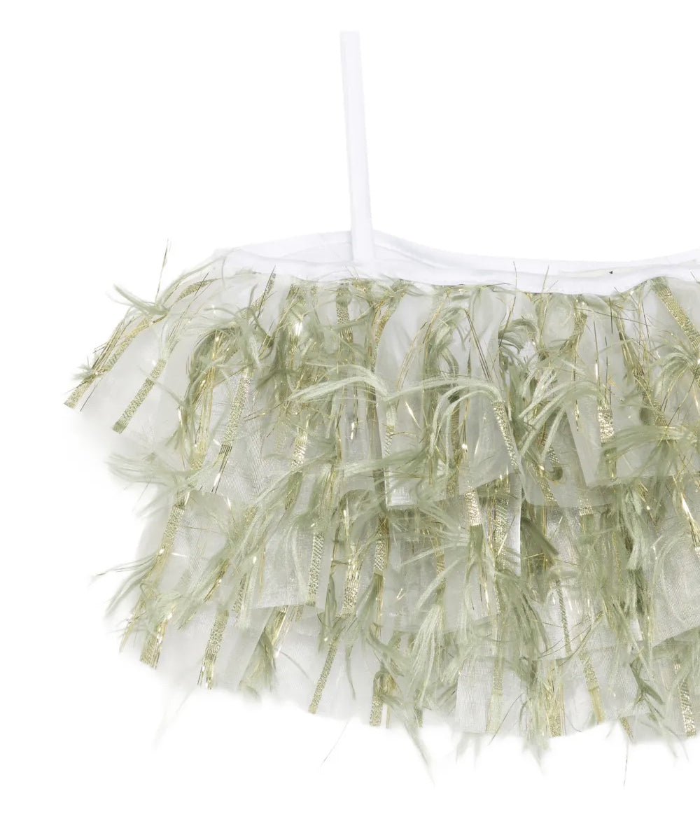 Kids Top in Organza Verde Oliva per Bambine