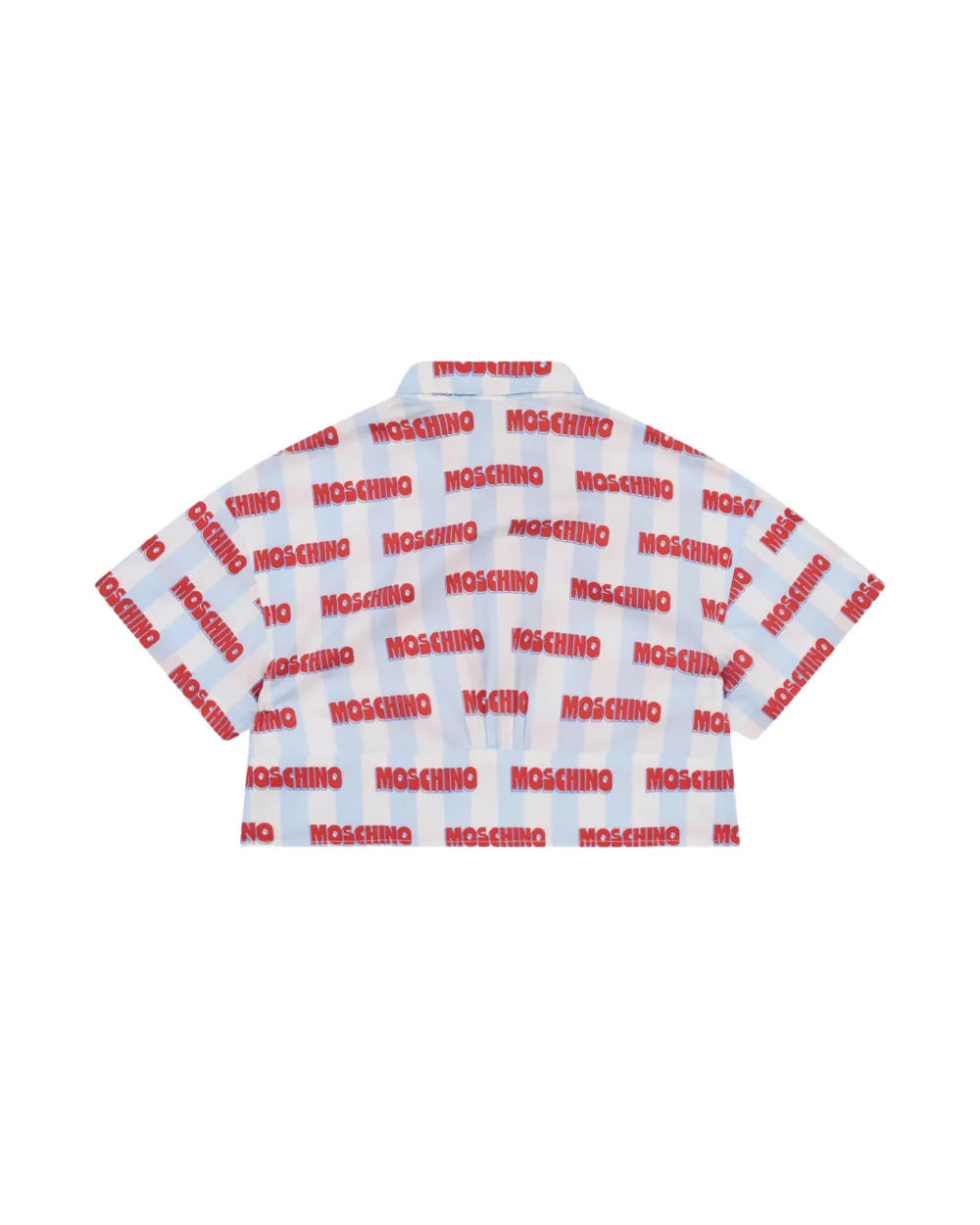 Moschino Kids Camicia Celeste con Stampa All Over Rosso per Bambini