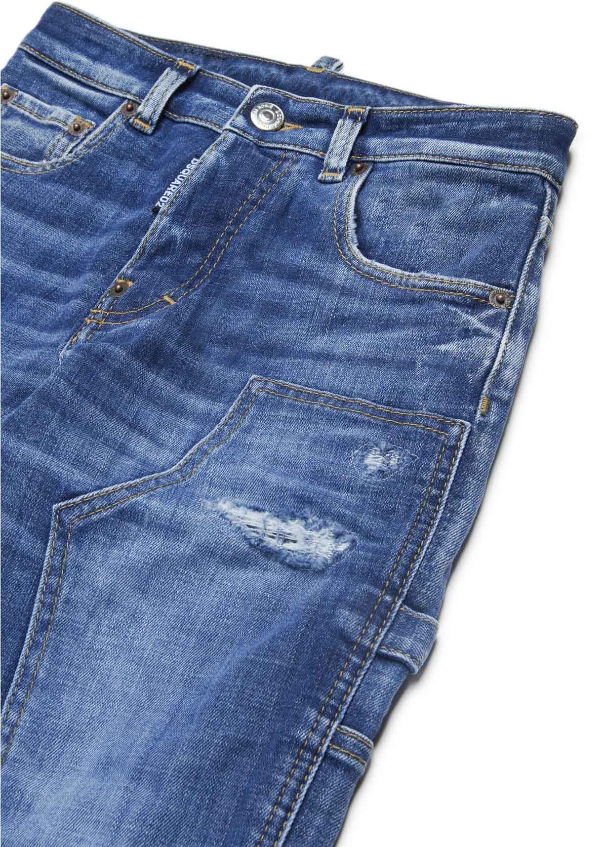 Dsquared2 Kids Jeans Denim Blu Carpenter per Bambini (dettaglio)