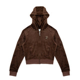 Juicy Couture Kids Set 2pz di Tuta Brown con Logo e Scritta in Strass per Bambine