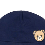 Moschino Kids Cappellino Blu in Cotone con Stampa Teddy Bear e Logo Unisex per Neonati