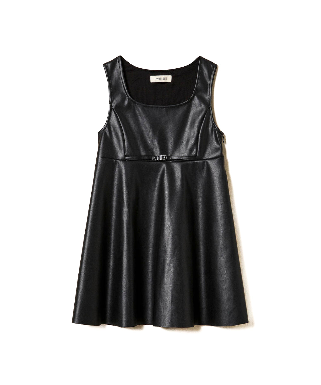 Twinset Kids Abito Nero con Fibbia Oval T per Bambine