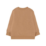 Hugo Boss Kids Felpa Girocollo Beige con Stampa Logo e Apertura con Bottoni Spalla per Neonati