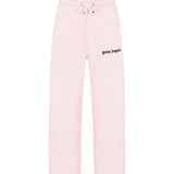 Palm Angels Kids Pantaloni Tuta Rosa in Felpa con Coulisse e Logo per Bambine