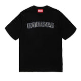 Diesel Kids T-Shirt Nero con Logo in Denim per Bambini