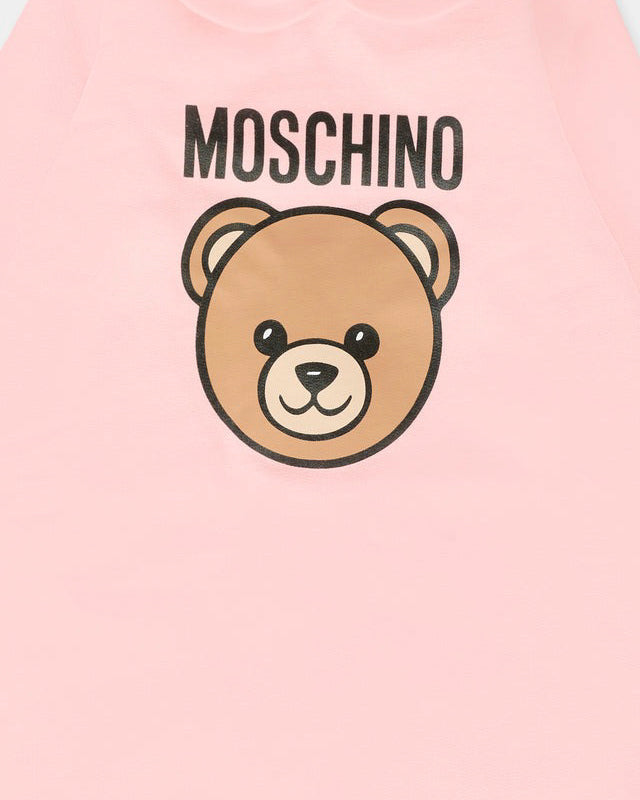 Moschino Kids Tutina Rosa con Logo Teddy per Neonate