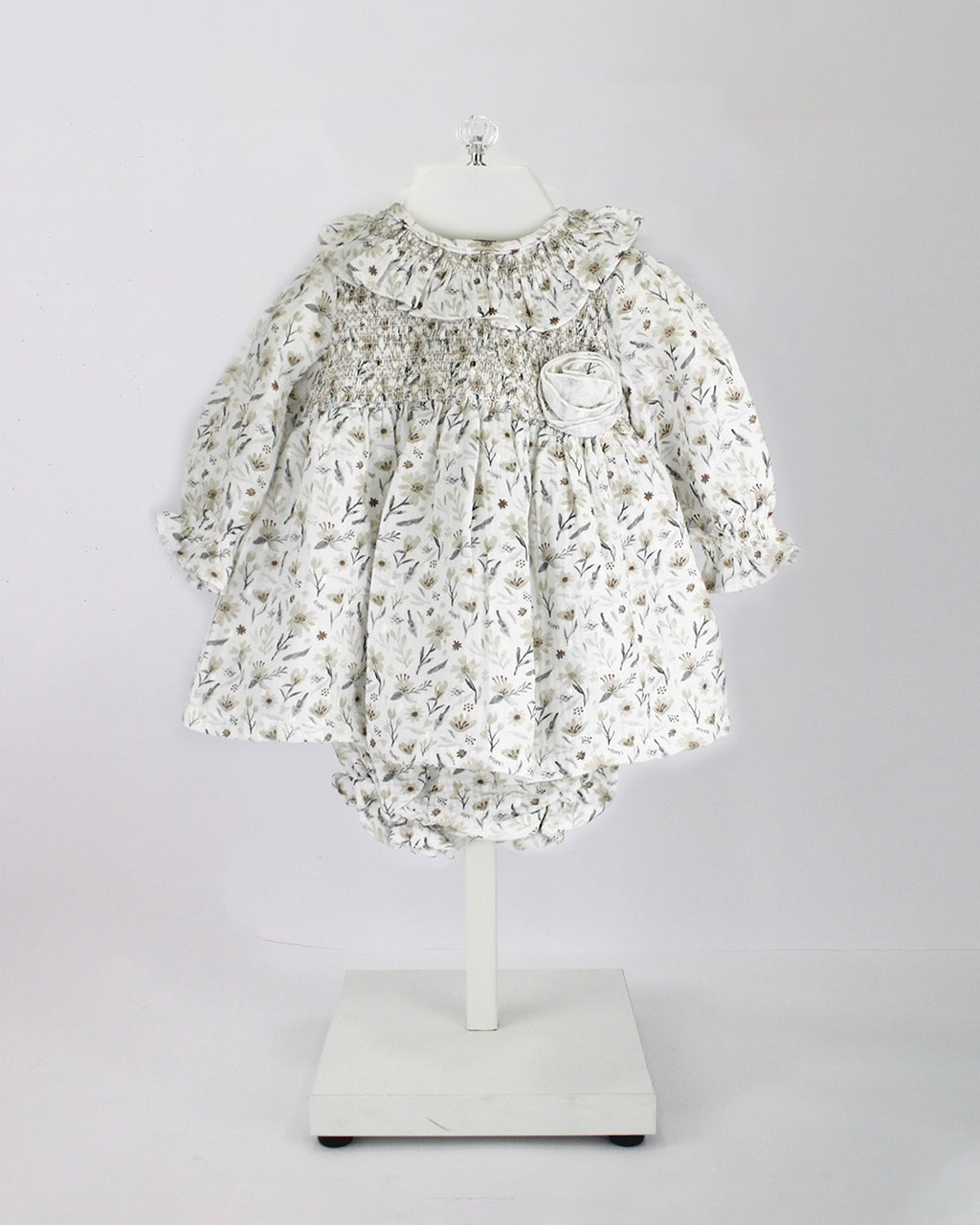 Deolinda Abito con Culotta con Bianco con Fantasia Floreale per Neonate
