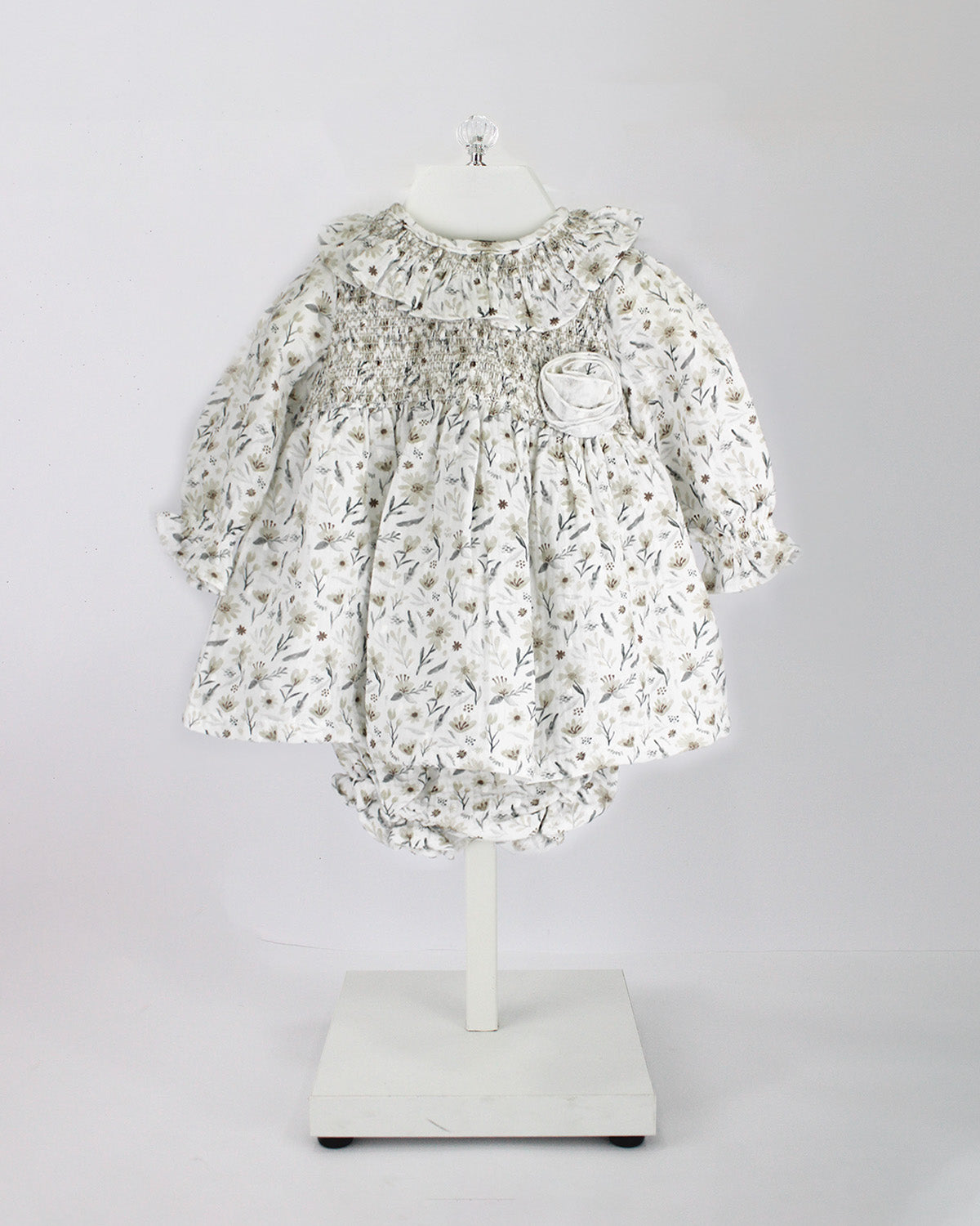 Deolinda Abito con Culotta con Bianco con Fantasia Floreale per Neonate