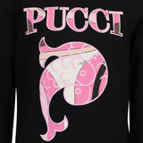 Emilio Pucci Kids T-Shirt Nero con Stampa Rosa per Bambine
