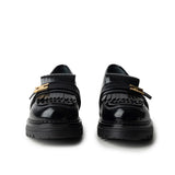Elisabetta Franchi La Mia Bambina Mocassino Nero Lucido con Logo Oro per Bambine