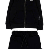 John Richmond Kids Tuta in Felpa Nera con Cappuccio e Logo per Neonati