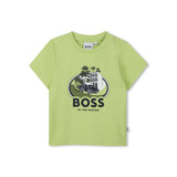 Boss Kids T-shirt Lime con Stampa per Neonati