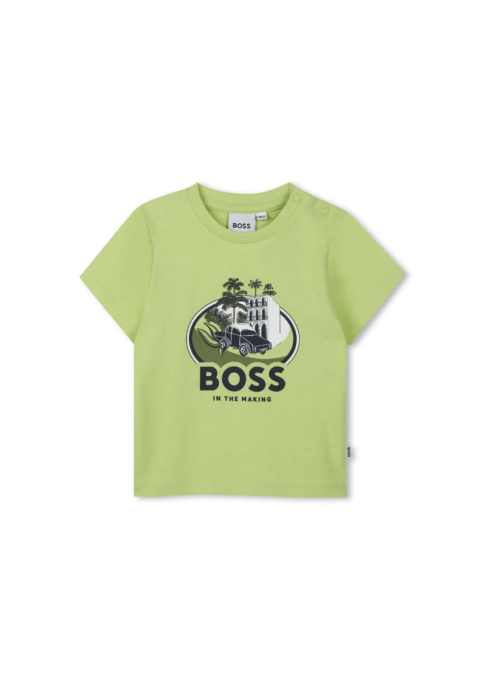 Boss Kids T-shirt Lime con Stampa per Neonati