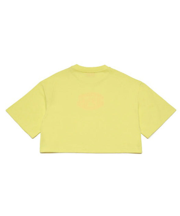 Diesel Kids T-shirt Gialla Cropped con Logo Puffy Print per Bambine