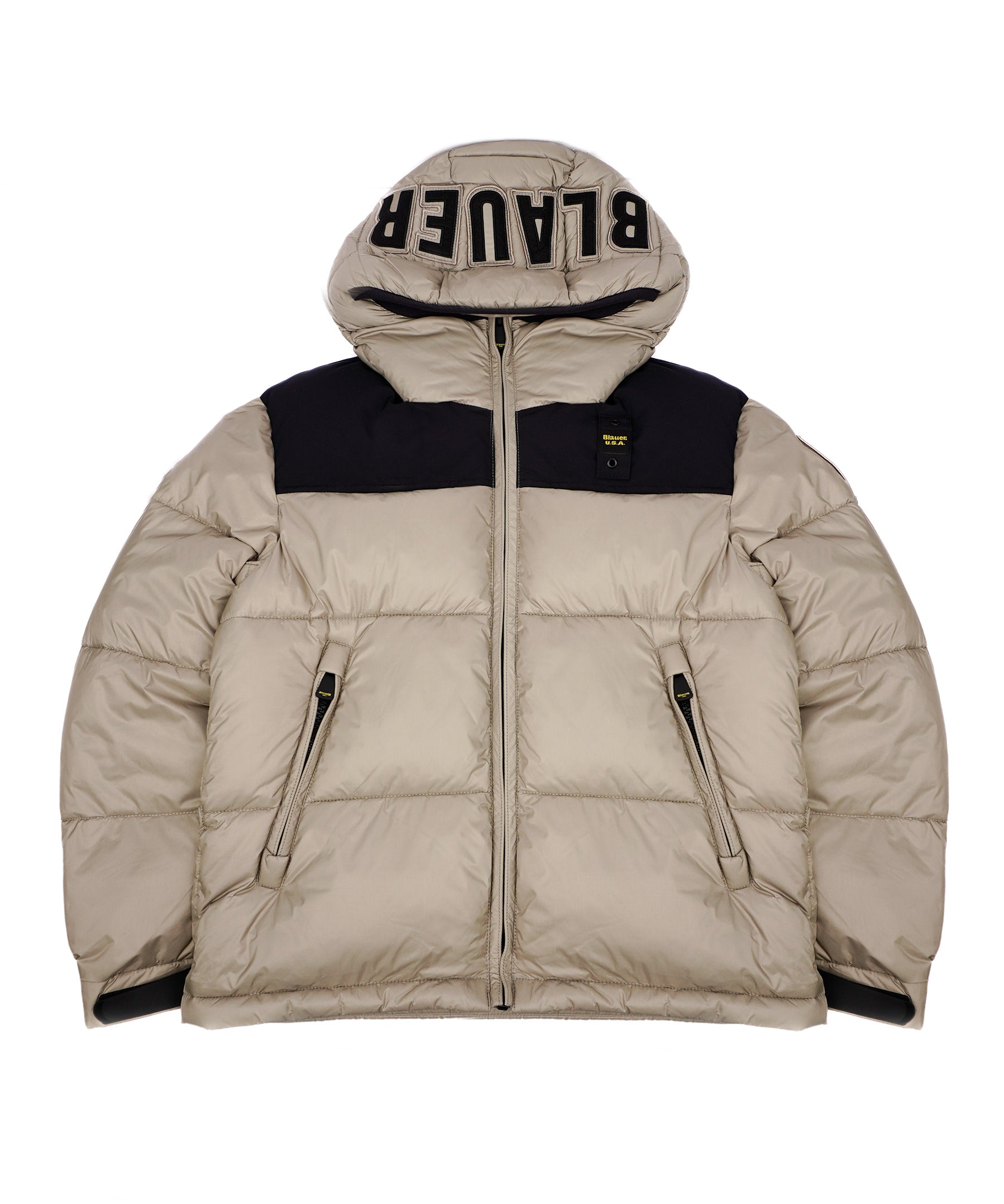 Blauer Kids Giubbino Beige con Cappuccio con Patch Logo BERNARDINO JUNIOR per Bambini