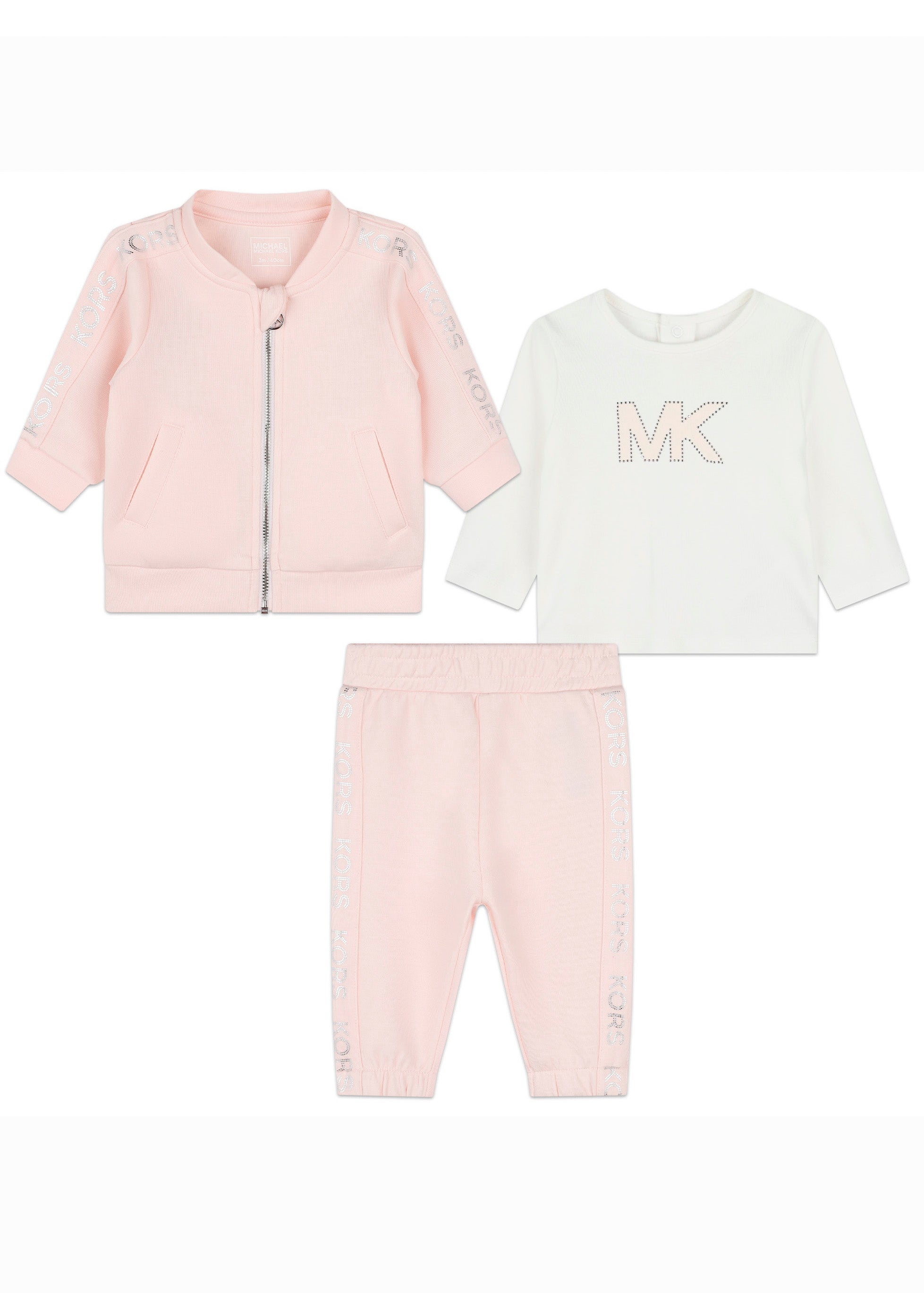 Michael Kors Kids Felpa con Pantaloni Rosa e T-shirt per Neonate