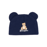 Moschino Kids Cappello Blu Navy con Stampa Teddy per Neonati