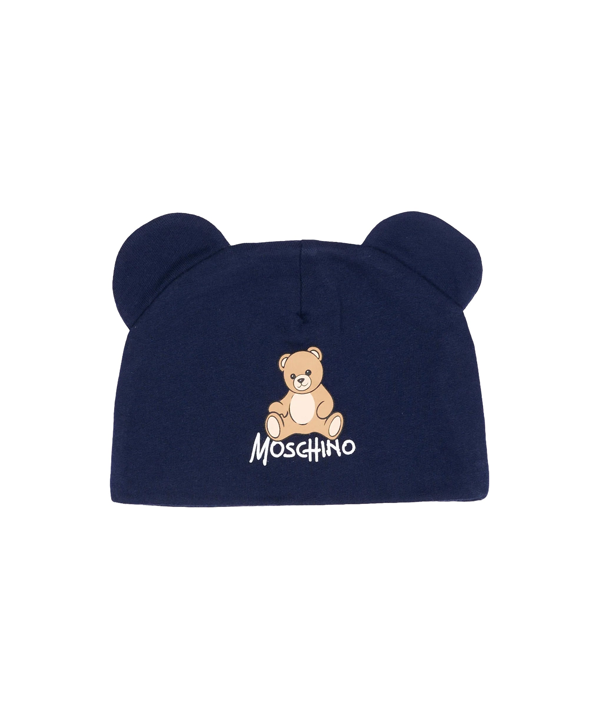 Moschino Kids Cappello Blu Navy con Stampa Teddy per Neonati