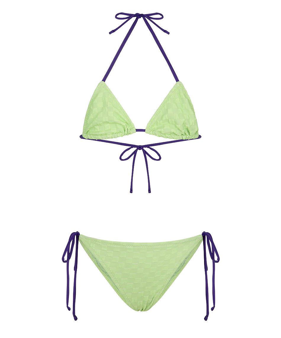 F**K Kids Costume Due Pezzi Verde con Dettagli Viola per Bambine