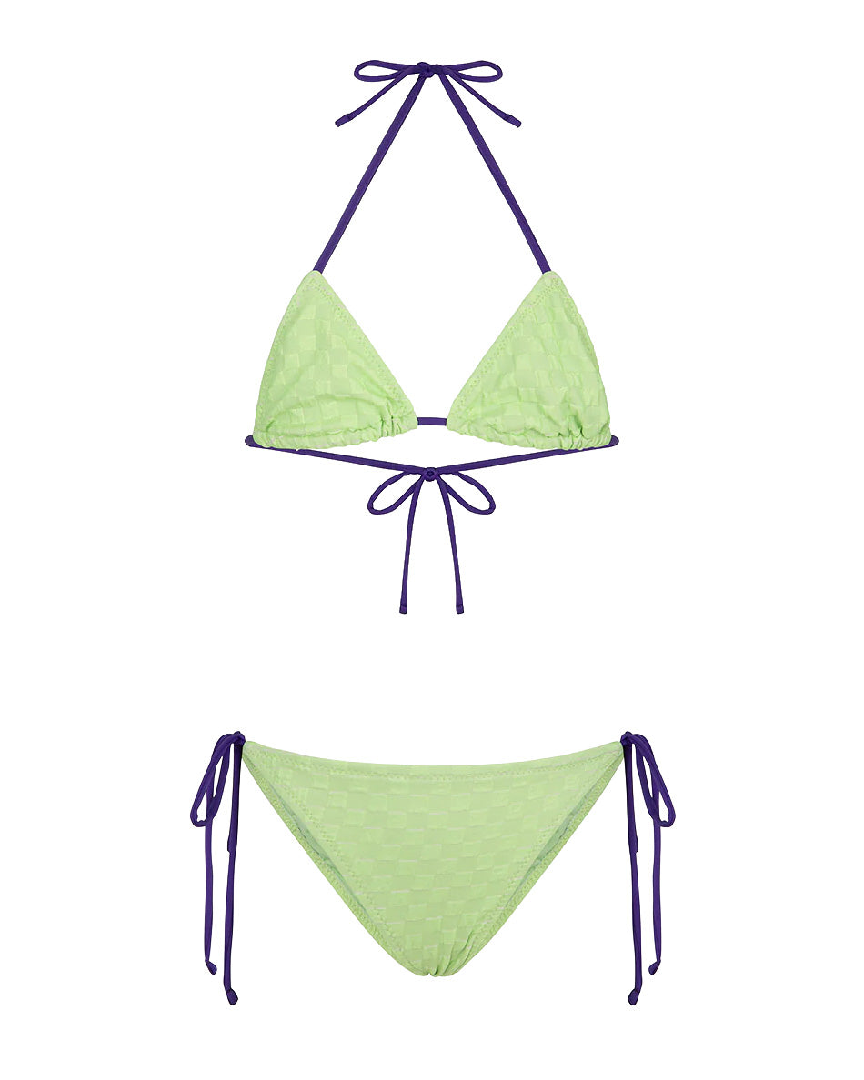 F**K Kids Costume Due Pezzi Verde con Dettagli Viola per Bambine