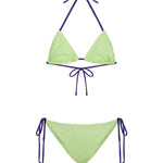F**K Kids Costume Due Pezzi Verde con Dettagli Viola per Bambine