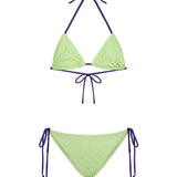 F**K Kids Costume Due Pezzi Verde con Dettagli Viola per Bambine