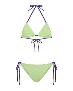 F**K Kids Costume Due Pezzi Verde con Dettagli Viola per Bambine