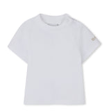 Boss Kids Completo Salopette e T-Shirt Beige/Bianco per Neonati